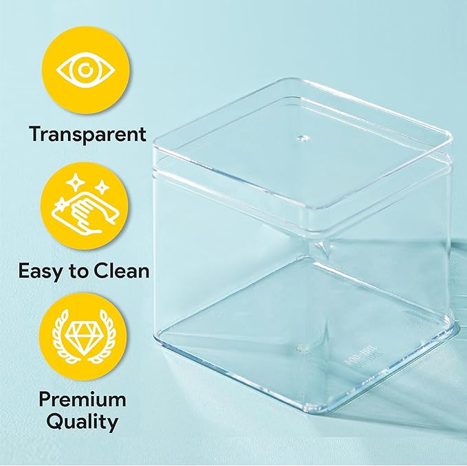 Hammont Acrylic Box - Party Favor Gift Boxes - Clear Cube with Rounded Edges for Gifts, Weddings, Treats, Candies & Accessories - Square Home Storage Boxes | 3”x3”x3 (12 Pack)