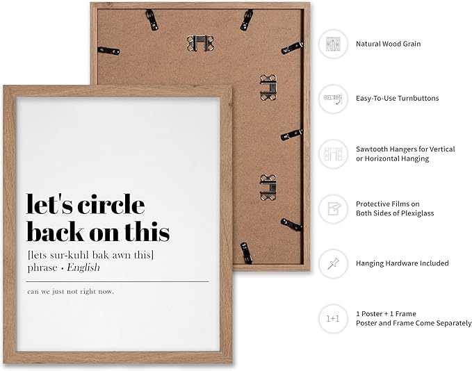 Poster Master Typography Poster - Retro Dictionary Print - Let's Circle Back on This Definition, Book Page, Funny - Gift for Colleague, Friend - Wall Decor for Home, Office, 8x10 Beige Framed