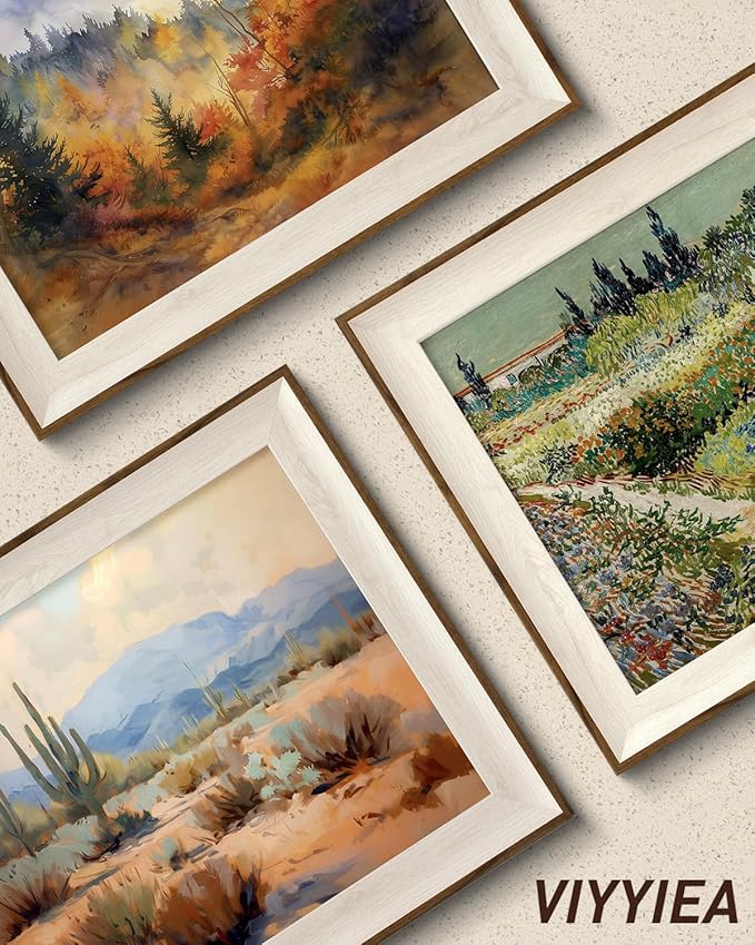 VIYYIEA Framed Wall Art for Living Room, Natural Canvas Prints, Vintage Home Decor, Flowers Painting Picture, Bathroom Wall Decor Gifts for Friends or Family - 12L x 10W
