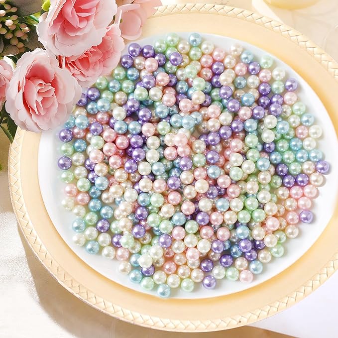 1400Pcs Macaron Colors Vase Filler Pearl Beads for Crafting 8mm Beads No Holes Decor Suitable for Wedding Decor, Party Decorations, Centerpiece Table Decorations