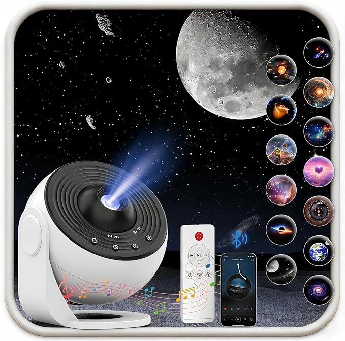 Galaxy Projector Pro Sound Machine, 13 in 1 Planetarium Star Projector for Bedroom, Bluetooth Music & White Noise,Ceiling Night Light with Timer,LED Space Galaxy Lam for Kids Adults Room