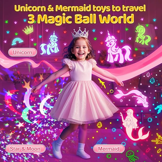 Staryou Unicorn Toys for Girls Age 4-6, [93 Modes+Remote] Toys for 3 Year Old Girl, 3 Timer+3 Brightness Unicorn Gifts for Girls 4-6, 360° Rotate Night Light Projector, 6 Year Old Birthday Gifts