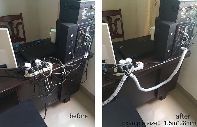 Cable Sleeve Organizer 118inch Coiled Tube Cable Cable Management Sleeve for Home Office PC TV Silver