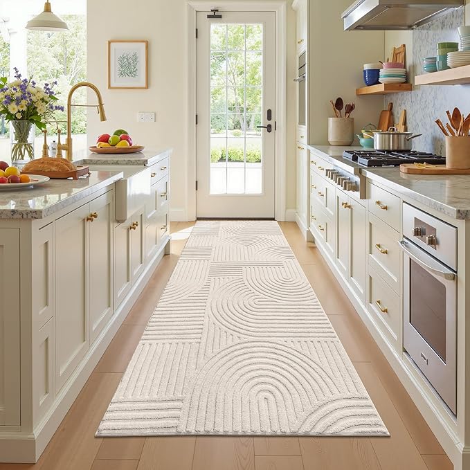 Pauwer 3x8 Washable Area Rugs for Living Room Modern Beige Solid Color Soft Fluffy Rugs for Bedroom Non Slip Boho Accent Indoor Mat Floor Carpet Cover for Kids Dining Room Kitchen Office
