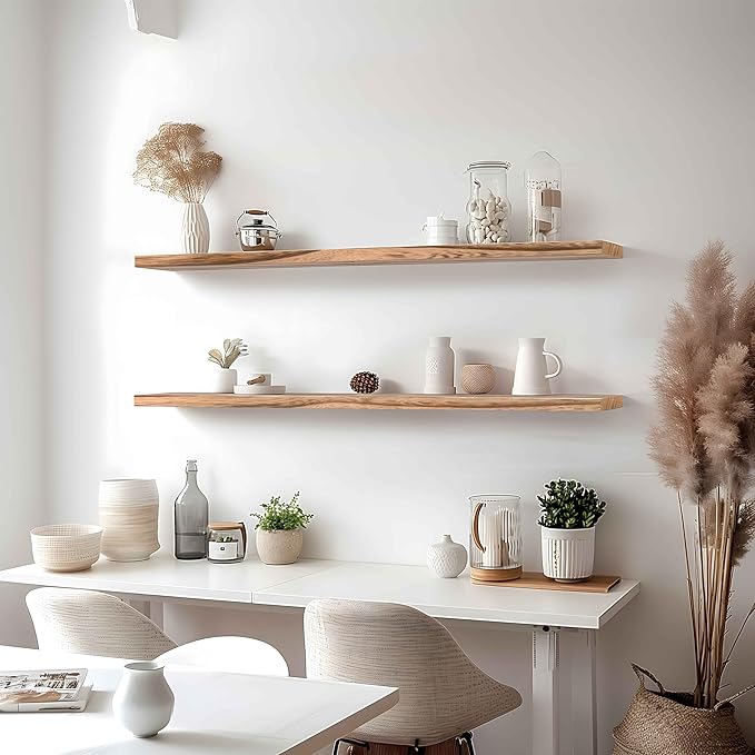 GXYAWPJ 48 Inch Floating Shelves for Wall Rustic Light Wood Wall Shelves for Bedroom Set of 4