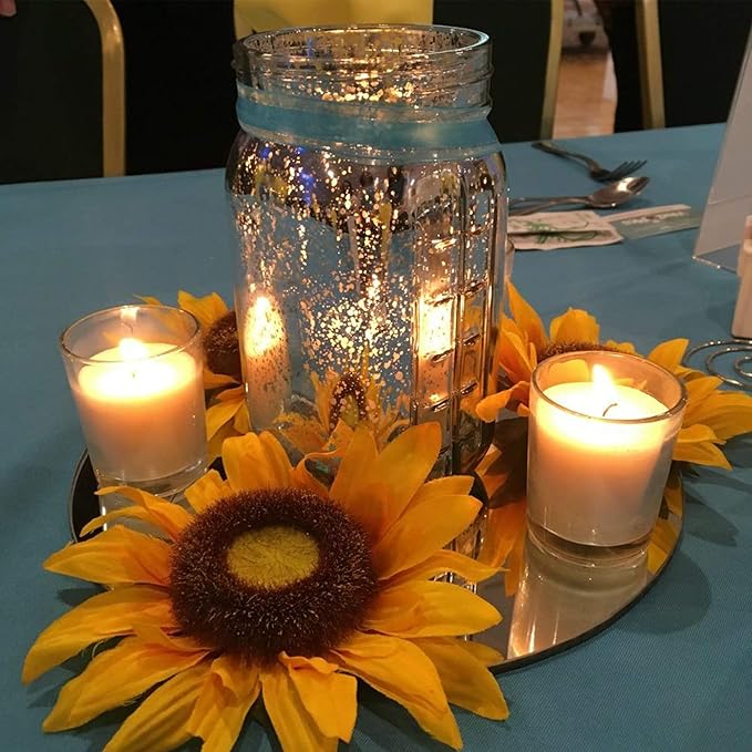 WGVI WGV Round Mirror Plate Sets Bulk 6" Diameter, 4.5 mm Thickness, Frameless Sanded Edges, Quality Thick Candle Tray, Home Event Party Wedding Table Centerpiece Wall Decor, 12 Pieces