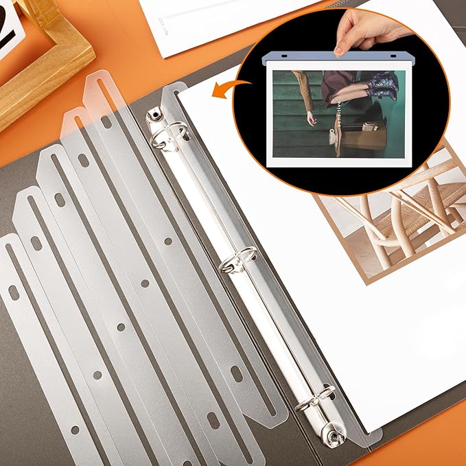 30 pcs Magazine Holders for Binders 3 Hole Punched Plastic Binder Accessories 3 Ring Binder Magazine Collection Storage for Magazines File Book Organizer (Translucent White)
