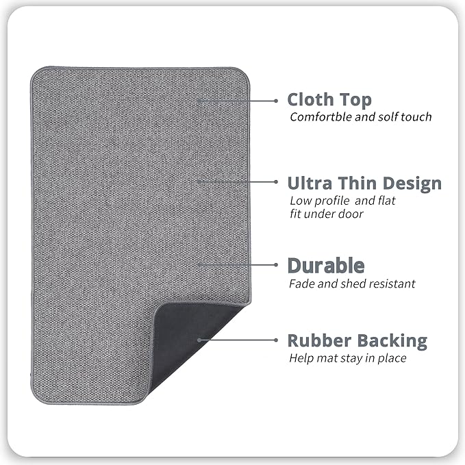Bosap Bath Mat,Ultra Thin Bathroom Rugs,Rubber Bath Mats for Bathroom,No Slip Bath Rugs,Quick Dry,Machine Washable,Low Pile,Absorbent,Shower Outside,Sink,Home Decor Accessories.Grey,2'x3'(24x36inch)