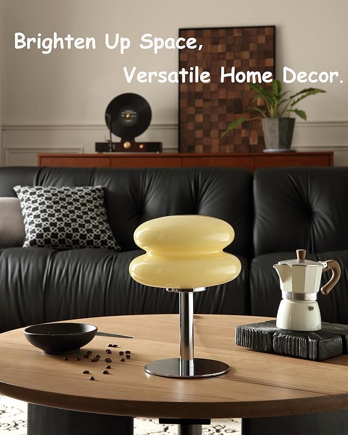 Glivpny Mushroom Lamp Table Lamp for Night Stands,Mid Century Modern Desk Lamps for Bedroom, Vintage Dimmable Bedside Small Lamps, Cute Cool Home Room Aesthetic Decor for Living Room(Cream)