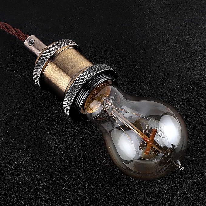 HESSION Edison Light Bulbs, A19 led 40w Vintage Antique Tungsten Filament Bulbs,E26 Base Edison Bulbs, Decorative Light Bulb Dimmable Amber Glass(6 Pack)
