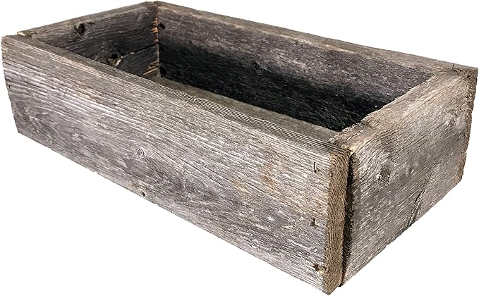 Decorative Barnwood Box | Authentic Rustic Weathered Wood Box for Table Decoration, Weddings, Parties, and Home (Weathered Gray)