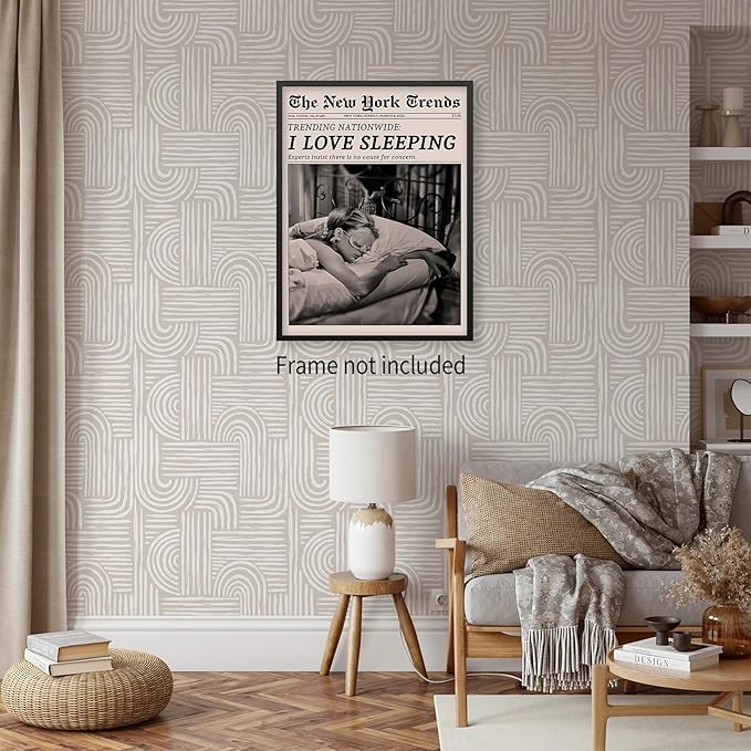 VERENIX Retro Black and White Feminist Wall Art Newspaper Aesthetic Canvas Posters Vintage Funky Girl Sleeping Prints for Girly Dorm Bedroom Wall Decor 12x16 inch Unframed