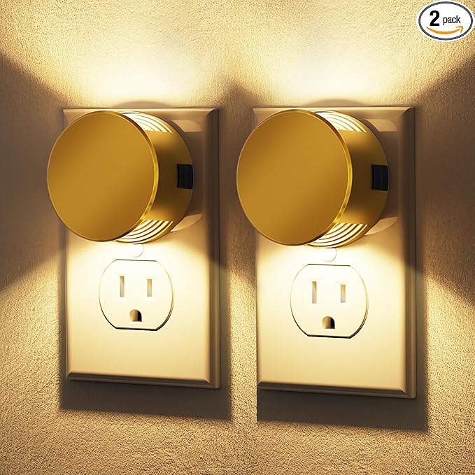 Briignite Night Lights Plug into Wall [2 Pack], Dusk to Dawn Sensor Nightlight, Brightness Adjustable, 3000K Soft White, Dimmable Plug in Night Light for Bedroom, Hallway, Stairs, Kitchen