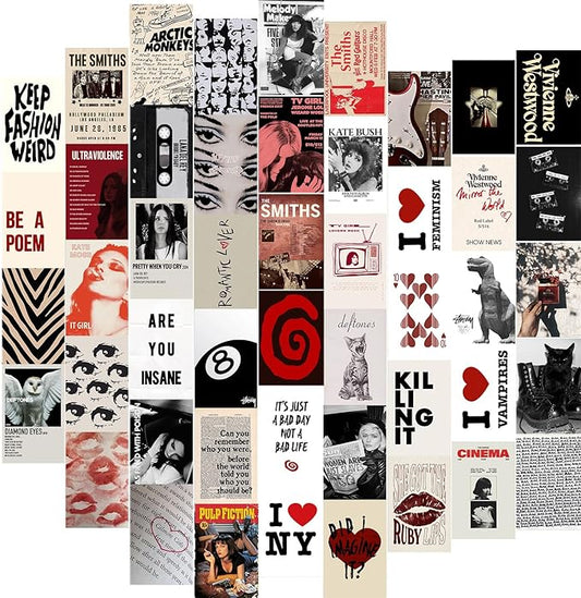 KBKBART 50Pcs Downtown Girl Room Decor, Y2k Wall Art Prints for Bedroom, Coquette Wall Collage Kit for Room Aesthetic, 4"x6" Vintage Photo Collage Kit Pictures, Retro Rockstar Posters Dorm Decor