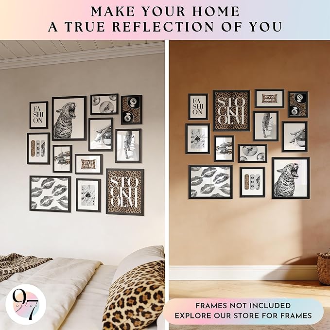 97 Decor 12 Pcs Trendy Leopard Wall Art - Cheetah Wall Decor For Bedroom, Stockholm Posters For Room Aesthetic, Funky Preppy Art Prints Cute Pictures For College Girls Dorm Decorations (Unframed)