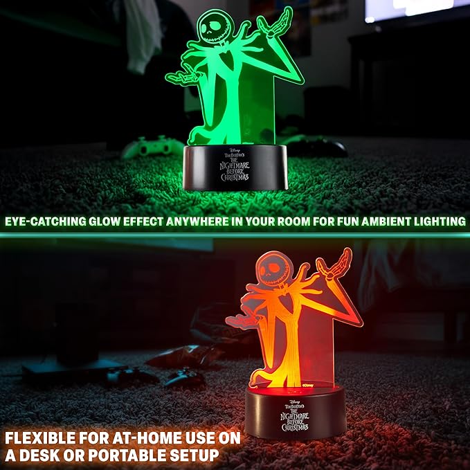 Get Trend Disney The Nightmare Before Christmas LED Table Lamp, Desk Lamp, Remote Control Night Light 4 Light Modes, USB Battery Power, Gifts for Boys (Multi Jack Skellington)