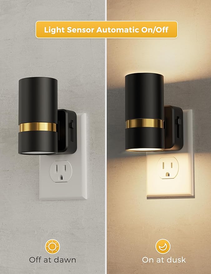 L LOHAS LED Night Lights Plug into Wall, Dimmable Night Light with 0-100LM Brightness Adjustable, 3000K Soft White, Nightlight with Dusk to Dawn, 2 Pack, Ideal for Home Bathroom Decor