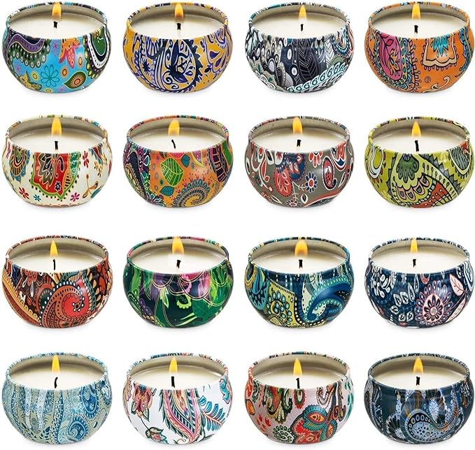 YOROXRG Set 16 Pack Scented Candles Gifts Soy Wax Travel Tin Jar Candles for Home 2.5 OZ Scented Candles for Mom for Christmas, Birthday, Thanksgiving, Mother's Day…