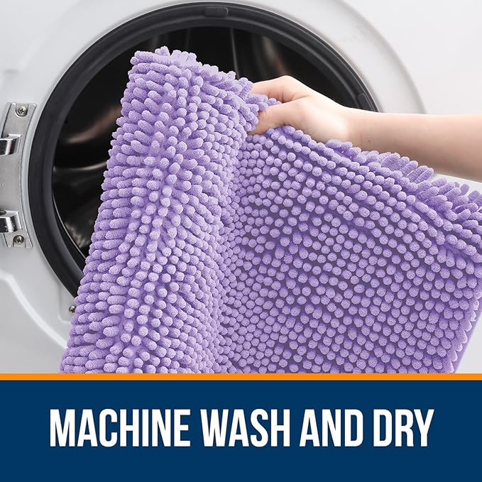 OLANLY Bathroom Runner Rugs 44x24, Soft Absorbent Chenille Bath Rugs, Rubber Backing Quick Dry, Machine Washable Long Bath Mats for Bathroom Floor, Tub and Shower, Home Decor Accessories, Lavender