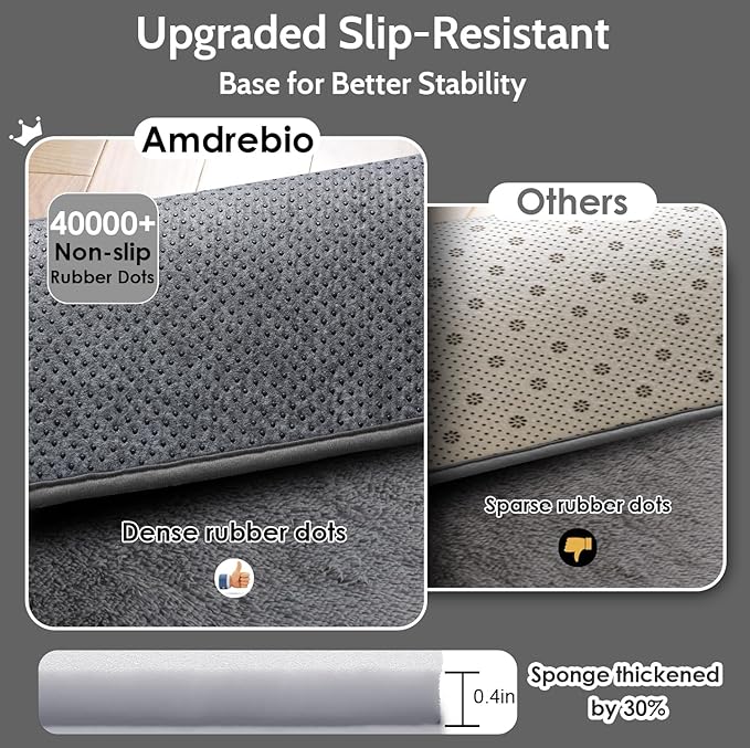 Amdrebio Grey Area Rugs for Bedroom Living Room, Fluffy Fuzzy Modern Rugs for Kids Room, Furry Floor Shaggy Throw Gray Carpet for Baby Nursery Preppy Dorm Office, Home Decor, Farmhouse Thick Rug 4x6