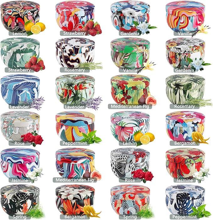 YOROXRG 24Pack Scented Candles, Soy Wax Travel Tin Jar Candles, Aromatherapy Candles for Home 2.5 OZ for Mom for Christmas, Birthday, Thanksgiving, Mother's Day, Valentine's Day