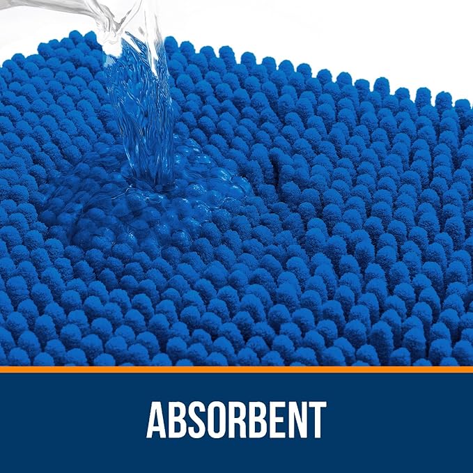 OLANLY Large Bathroom Rugs 44x32, Soft Absorbent Chenille Bath Rugs, Rubber Backing Quick Dry, Machine Washable Bath Mats for Bathroom Floor, Tub and Shower, Home Decor Accessories, Deep Navy Blue