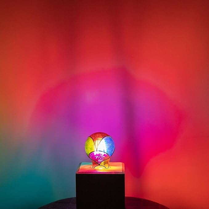 Stained Glass Light Bulb, Rainbow Painted, 4W 120V, Multi Colored Indoor, Fun & Romantic