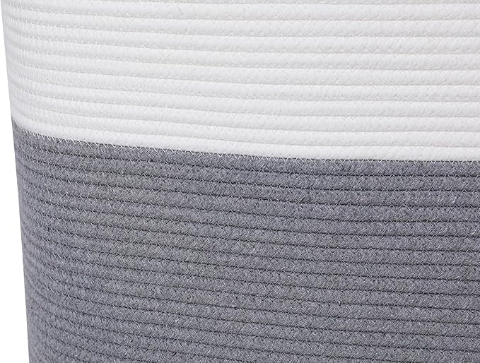 22”x14”x18” Rectangular Extra Large Storage Basket with Lid, Cotton Rope Storage Baskets, Laundry Hamper, Cloth Bin, for Clothes Blankets Storage in Living Room, Grey Basket with Lid