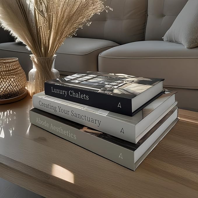 Array & Arrow Fake Decorative Books for Home Decor - Set of 3 Hardcover Faux Books for Storage, Modern, Stylish, and Minimalist Coffee Table Decor, Keepsake, Hidden Storage with Magnetic Closure