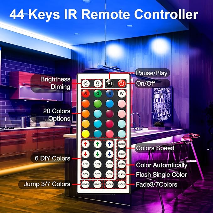 DAYBETTER LED Strip Lights 150 ft, Smart LED Lights for Bedroom, Bluetooth Led Light Strips with Remote, App Control, DIY Colors, RGB Color Changing LED Strip Lighting Music Sync, Party, Room Decor