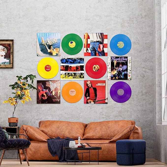 Facmogu 6 Pack Blank Vinyl Records, 12 Inch Fake Vintage Record for Wall Aesthetic, PVC Blank Record for Rock & Roll Music Party Wedding Decoration, Retro Vinyl Records for Studio Room Decor (6 Color)