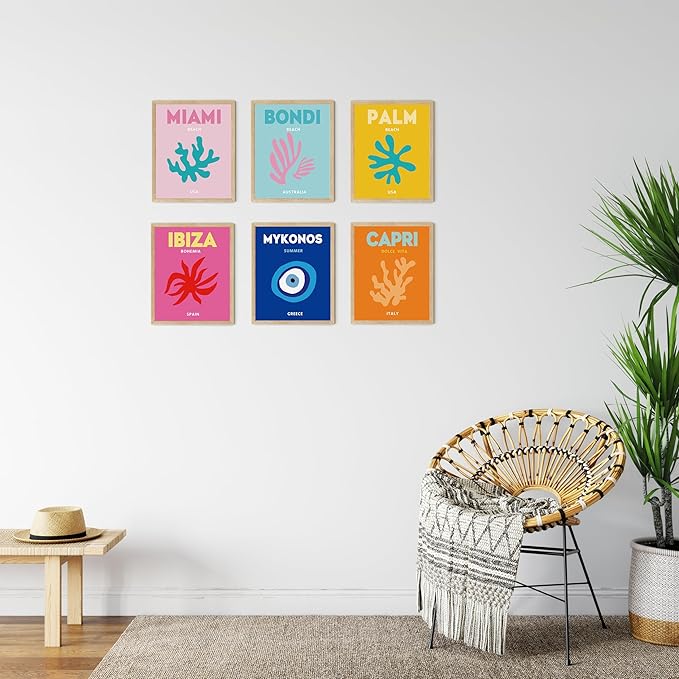 TwoDays Preppy Room Décor Aesthetic, Preppy Wall Decor, Preppy Travel Prints, Preppy Stuff, Preppy Things, Preppy Posters for Teen Girl Room (8" x 10"，Set of 6, UNFRAMED)