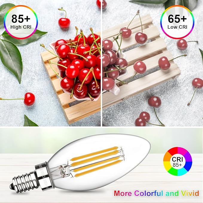 Boncoo E12 Candelabra Bulbs 60 Watt, Chandelier Light Bulbs LED Candle Bulb 3000K Soft White, B11 LED Bulb Dimmable 6W 500 Lumens Filament Decorative Small Base Clear Glass, 6 Pack