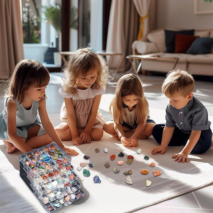 Crystal Rock Collection Display Case - Display Shelf for Collectibles - Rock Collections Box for Kids - Rock Collection Storage - Rock Collections Box for Kids 5 Layers