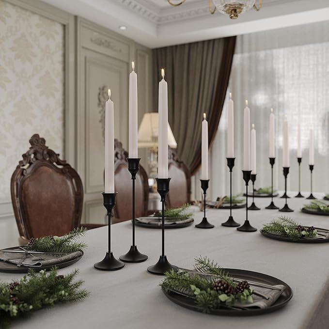 NLBTW Taper Candle Holders Bulk, Set of 24 Black Vintage Candle Sticks Holder Decor Home Decor Centerpieces for Table Festive Wedding Decorations