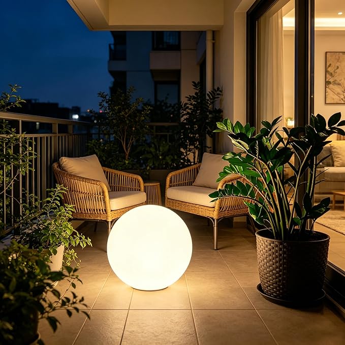 Globe Floor Lamp, 14-inch LED Ball Light with Remote,16 RGB Color Dimmable Rechargeable Nursery Globe Lamp, Waterproof Glowing Orb Light for Indoor Outdoor Lighting Decors