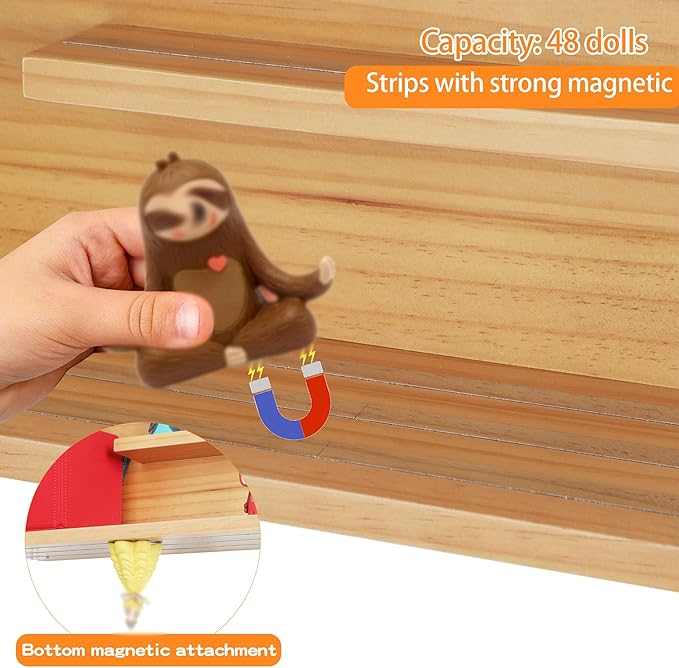 PHOENANCEE for Tonies Shelf Magnetic,for Toniebox Figures Storage Display Shelf (40-48 Character),Wall Floating Shelves Wooden,Compatible Charging Station for Children Kid's Room,Pine,3 Tier