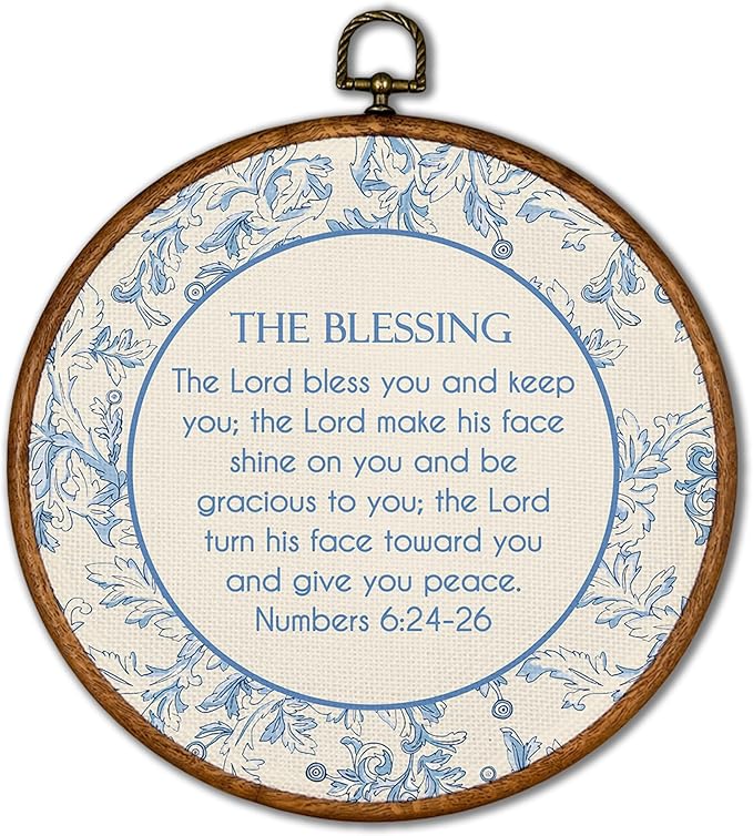 KSDUT Christian Wall Art Decor - Blue Flower Vintage Country Wall Art Canvas Frame Hanging Prints, Bible Verse Hydrangea Round Wall Art Decor for Grandmillennial Home Gallery Decorations 10"x10"