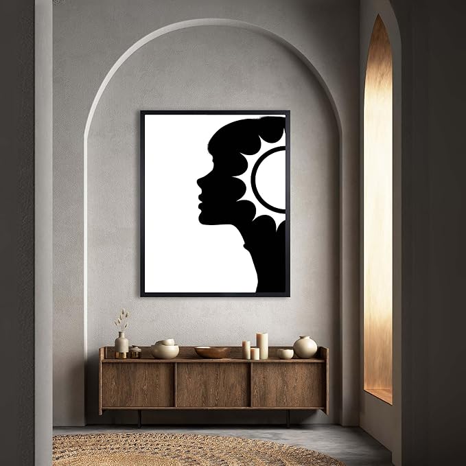 InkFlow Posters Abstract Face Silhouette Poster - Minimal Black Profile Illustration - Modern Feminine Art Design - Home Wall Decor Accent - Contemporary Style Print - 8x10 Unframed Canvas Print