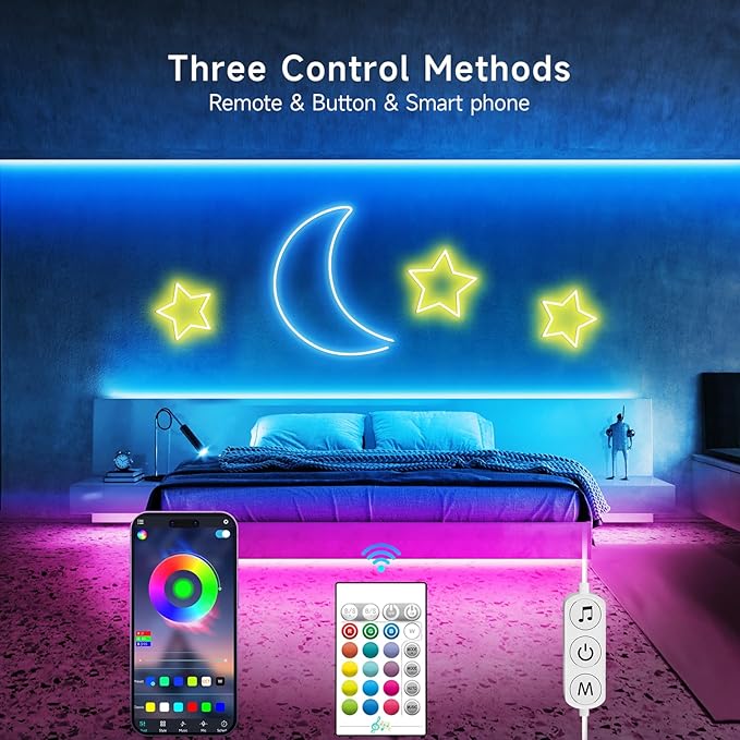 KANTUTOE LED Neon Rope Lights, 32.8ft RGB LED Light Strip, 24V Music Sync App/Remote Control DIY Rope Light, IP67 Waterproof Gaming Neon Strip Lights for Bedroom Indoor Oudoor Décor