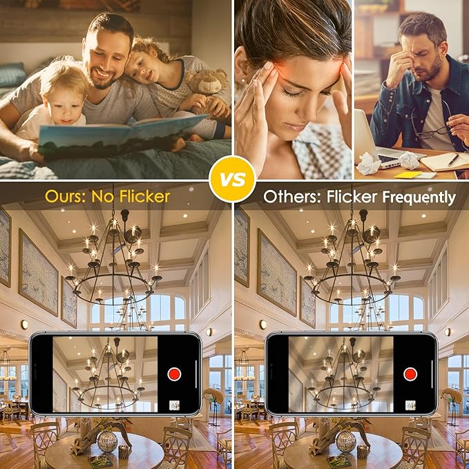 6-Pack Dimmable E12 LED Candelabra Bulbs 60W Equivalent, 2200K Amber Warm White, 600 Lumens B11 Candle Base 6W C35 LED Filament Vintage Light Bulbs, Amber Glass for Chandelier Ceiling Fan High CRI 90+