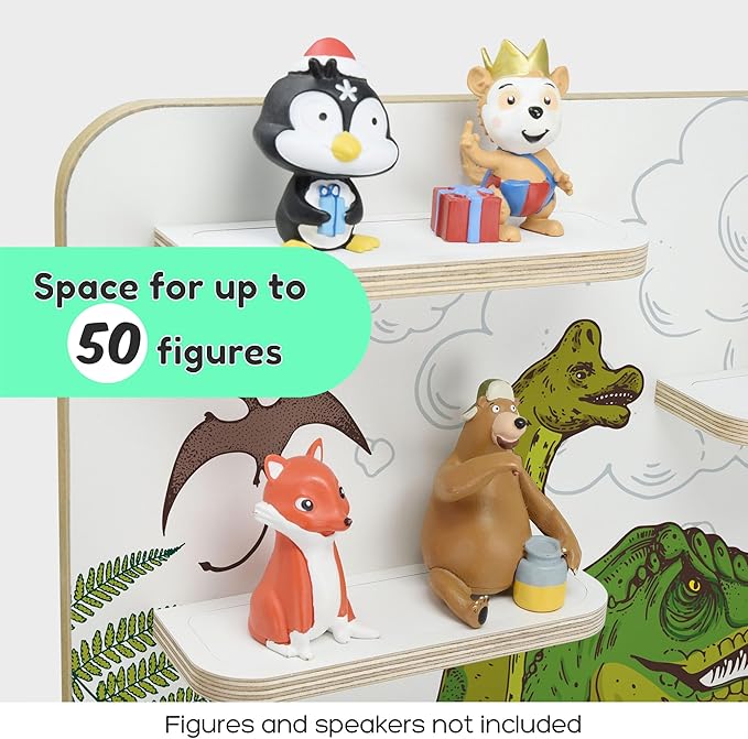 stadtecken Wooden Shelf for Music Box I Suitable for The Toniebox and Tonies I Perfect Storage in The Children's Room I for Setting up or Hanging (Dinomania)