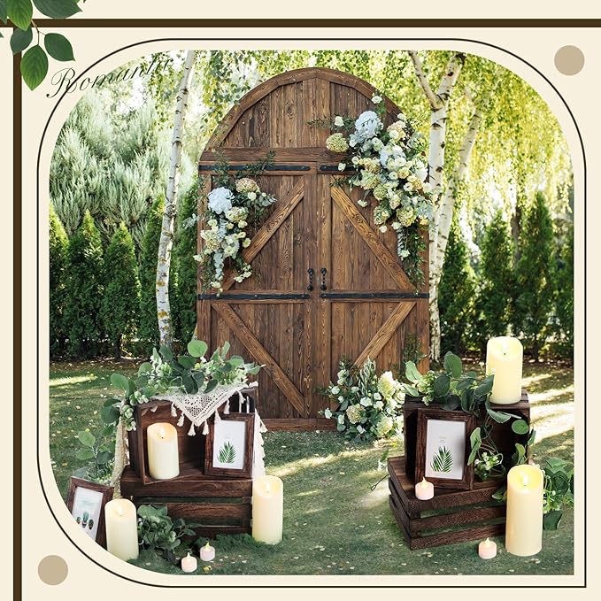 Yuntau 11 Pcs Rustic Nesting Wedding Decoration Sets, Christmas Rustic Farmhouse Decor Wood Crates for Display Decorative Box Storage Baskets Vintage Decor with Candles for Xmas Party Event(Brown)