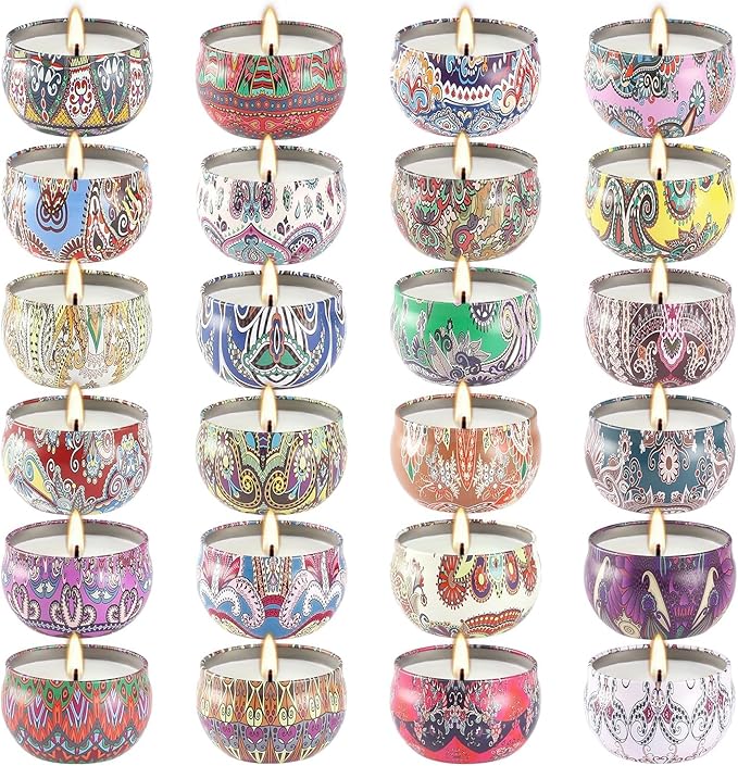 YOROXRG 24Pack Scented Candles,Soy Wax Jar Candles,Aromatherapy Candles for Home 2.5 OZ Scented Candles for Mom for Christmas Candles, Birthday, Thanksgiving, Mother's Day,Valentine'sDay