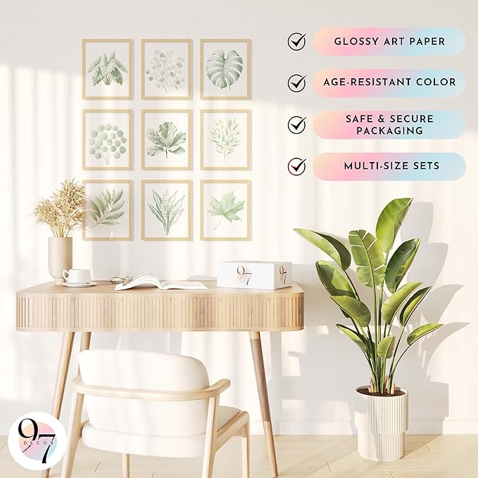 97 Decor Vintage Botanical Wall Art - Greenery Plant Posters For Room Aesthetic, Retro Green Plant Pictures Wall Decor, Vintage Botanical Prints For Home Bedroom Office Decorations (8x 10 Unframed)