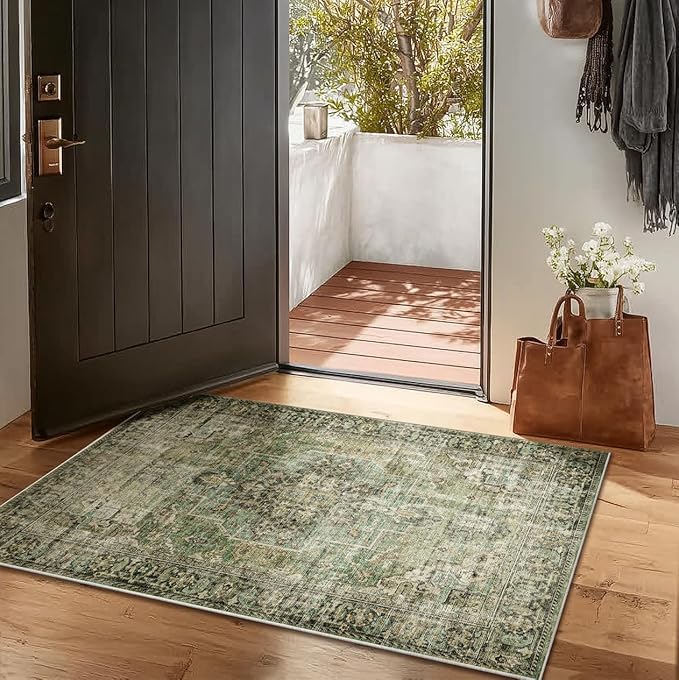 Machine Washable Throw Rugs for Entryway: Door Mat Indoor Entrance 2x3 Small Rug Stain Resistant Non-Slip Low Pile Soft Carpet for Kitchen Front Door Indoor Entrance Entry Bedroom
