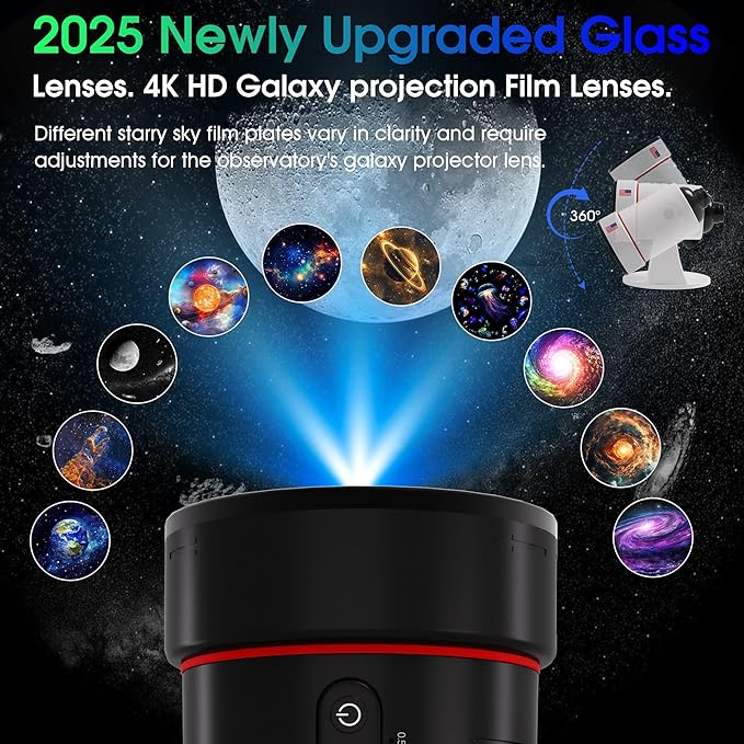 Galaxy Projector，Upgraded HD Star Projector Lens, 10 Realistic Nebula Scenarios Room Lights，Timer off Controls&8-Color Night Light，Super Wide Ceiling Coverage for Bedrooms Home Theaters Kids Rooms