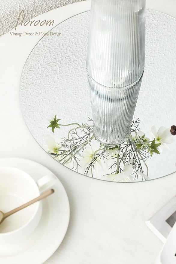 Floroom 12pcs 12 Inch Round Mirrors for Table Centerpieces, Trays, Plates, Weddings, Baby Showers, and Party Decorations