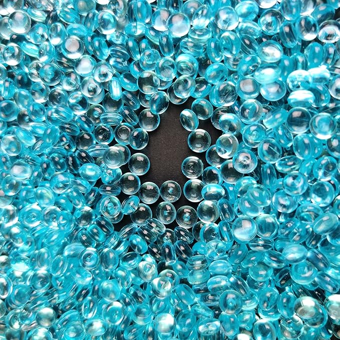 HappyFiller 4400 PCS Tiny Lake Blue Flat Marbles Mini Acrylic Gems Slime Beads Fake Gemstones 7mm for Glass Vase Filler Makeup Brush Organizer Candle Holder,Wedding Centerpieces Party Confetti
