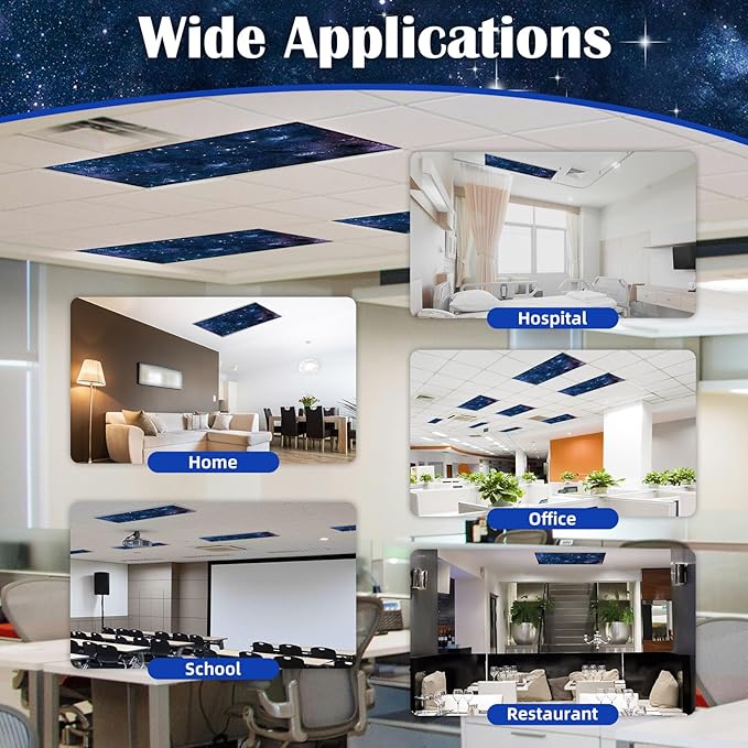 ANGSYLTH 2 Pcs Fluorescent Light Covers - 4 x 2 Feet Covers for Ceiling Lights, Magnetic Light Filters for Classroom, Office, Hospitals, Home